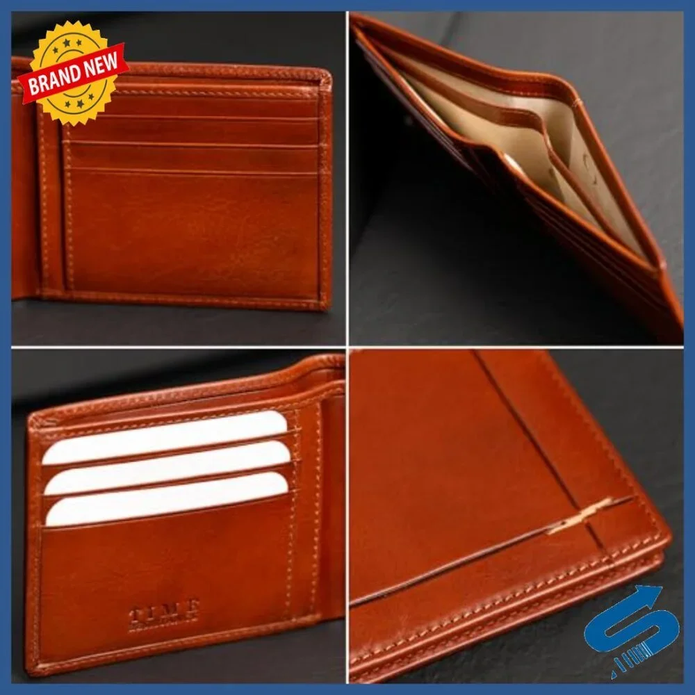 Slim Leather Bifold Wallet - Full Grain Cowhide - 10 Card Slots